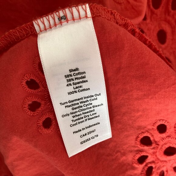 Talbot's Fit & Flare Coral Tiered Eyelet Ruffle Midi Dress Medium - Picture 12 of 13